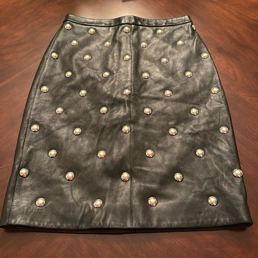 NWT ALEXANDER WANG LAMBSKIN BLACK LEATHER SKIRT IN SIZE 2.